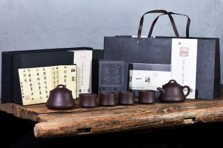 《飲瓢套組》茶具茶壺宜興手工紫砂壺紫泥 《飲瓢套組》茶具茶壺宜興手工紫砂壺紫泥